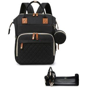 Diaper Bag Backpack, Foldable Large Diaper Bags with Changing Pad (Black)